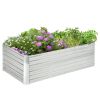 Outsunny Galvanized Raised Garden Bed Kit with Reinforcing Bars, Large and Tall Metal Planter Box for Vegetables, Flowers and Herbs, 6' x 3' x 2', Sil