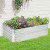 Outsunny Galvanized Raised Garden Bed Kit with Reinforcing Bars, Large and Tall Metal Planter Box for Vegetables, Flowers and Herbs, 6' x 3' x 2', Sil