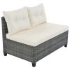 GO 8-pieces Outdoor Wicker Round Sofa Set, Half-Moon Sectional Sets All Weather, Curved Sofa Set With Rectangular Coffee Table, PE Rattan Water-resist