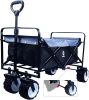 Collapsible Heavy Duty Beach Wagon Cart Outdoor Folding Utility Camping Garden Beach Cart with Universal Wheels Adjustable Handle Shopping (black&gray