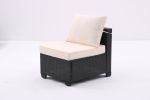 7 Pieces Outdoor Patio Furniture Set,Sectional Conversation Sofa Consisted Of Corner Chairs,Ottomans And Glass Top Table,All Weather PE Rattan and Ste