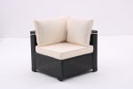 7 Pieces Outdoor Patio Furniture Set,Sectional Conversation Sofa Consisted Of Corner Chairs,Ottomans And Glass Top Table,All Weather PE Rattan and Ste