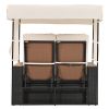 TREXM 2-Piece Rattan Outdoor Patio Bench Lounge Roof Set, Effective UV Protection Fabric & Waterproof Cushions and Adjustable Backrest for Garden, Bac