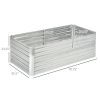 Outsunny Galvanized Raised Garden Bed Kit with Reinforcing Bars, Large and Tall Metal Planter Box for Vegetables, Flowers and Herbs, 6' x 3' x 2', Sil