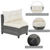 GO 8-pieces Outdoor Wicker Round Sofa Set, Half-Moon Sectional Sets All Weather, Curved Sofa Set With Rectangular Coffee Table, PE Rattan Water-resist