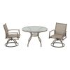 5-Piece Bistro Patio Table and Chairs Set with Tan PVC Sling Swivel Rocker Chairs and Round Cast-Top Outdoor Table, Premium Weather Resistant Outdoor