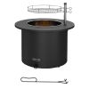Outsunny 2-in-1 Smokeless Fire Pit, BBQ Grill, 25" Portable Wood Burning Firepit with Cooking Grate, Ash Tray & Poker, Low Smoke Camping Bonfire Stove