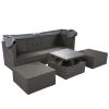 U_Style Outdoor Patio Rectangle Daybed with Retractable Canopy, Wicker Furniture Sectional Seating with Washable Cushions, Backyard, Porch(As same as