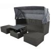 U_Style Outdoor Patio Rectangle Daybed with Retractable Canopy, Wicker Furniture Sectional Seating with Washable Cushions, Backyard, Porch(As same as